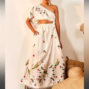 Farm Rio Pitanga One-Shoulder Cut-Out Maxi Dress